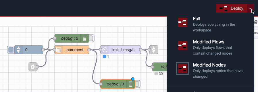 Deploying only the changed nodes